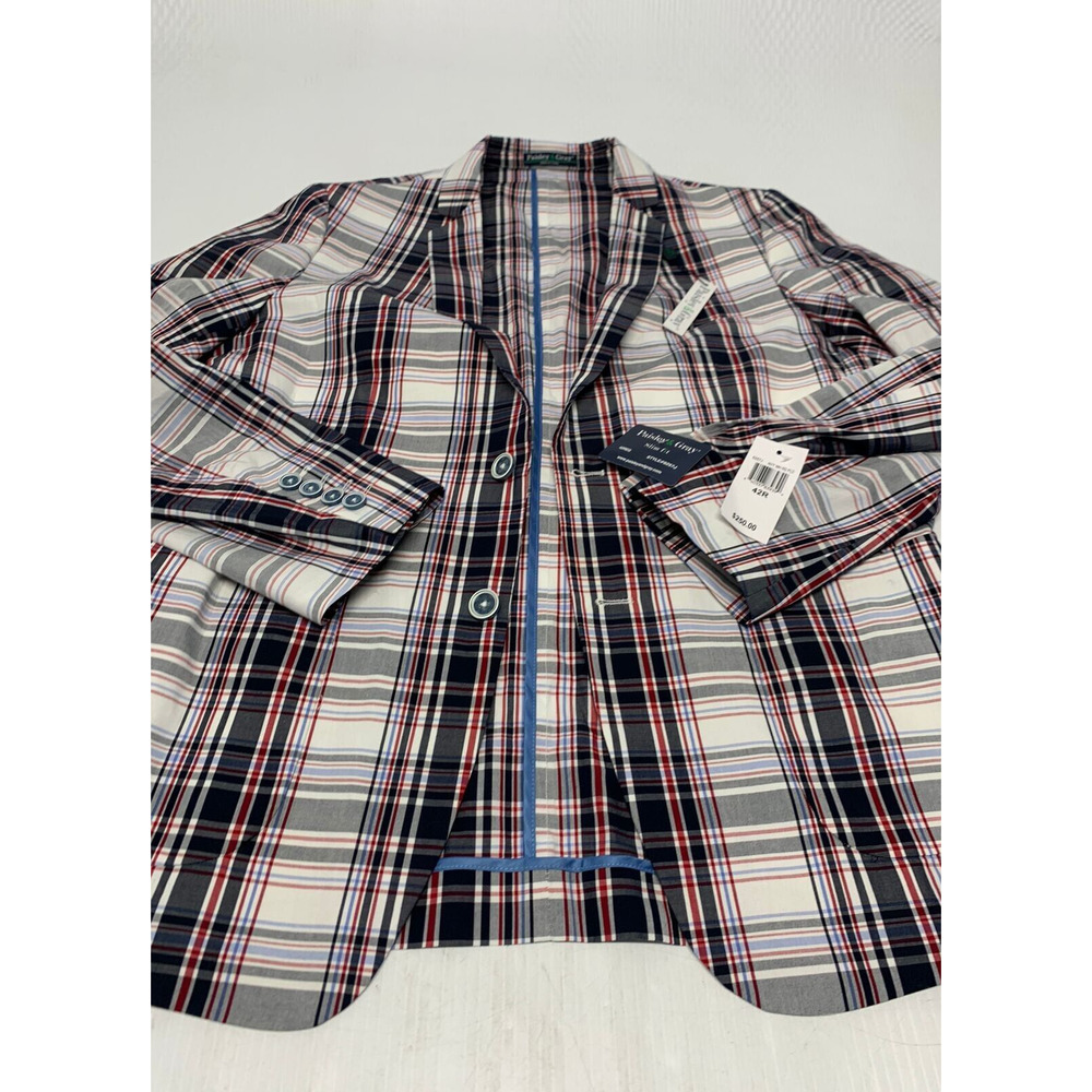 New Paisley & Gray Blazer Button Up Plaid Multicolor 42R Men's A82 Was$ 250